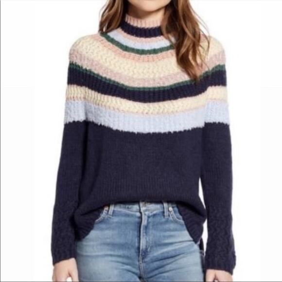 Caslon Sweaters - Caslon Navy Multi Round Stripe Sweater